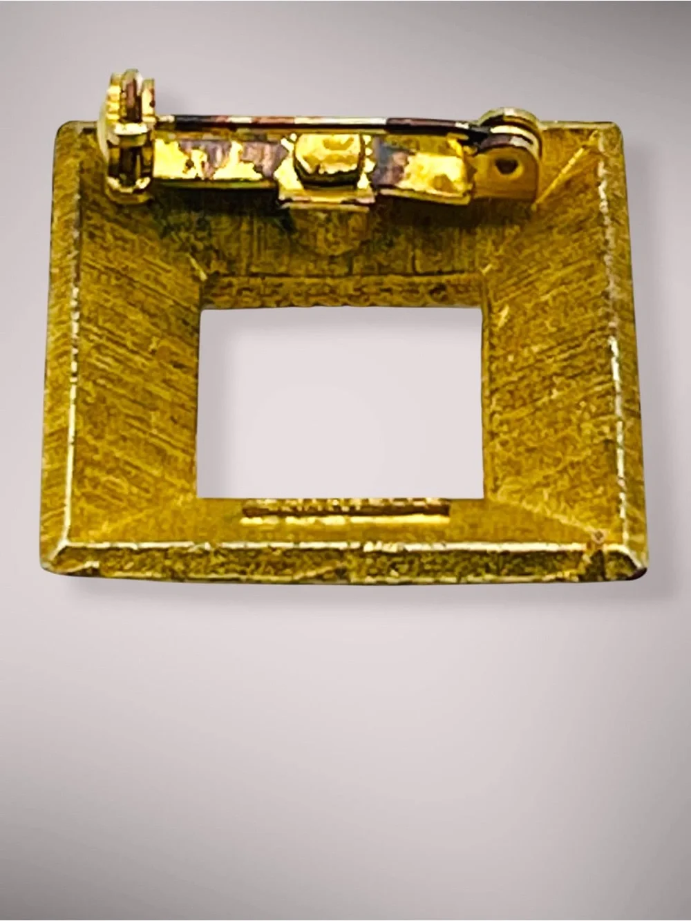 Vintage Mamselle Signed Gold Tone Open Square Geometric Frame Brooch
